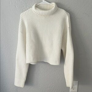 H&M Cream Ribbed Turtleneck Sweater